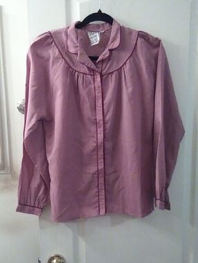 Vintage Mauve Button-Up Blouse